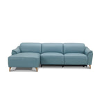 Inala 2 Seater Genuine Leather Sofa Lounge Electric Powered Recliner LHF Chaise Blue - Furniture > Sofas
