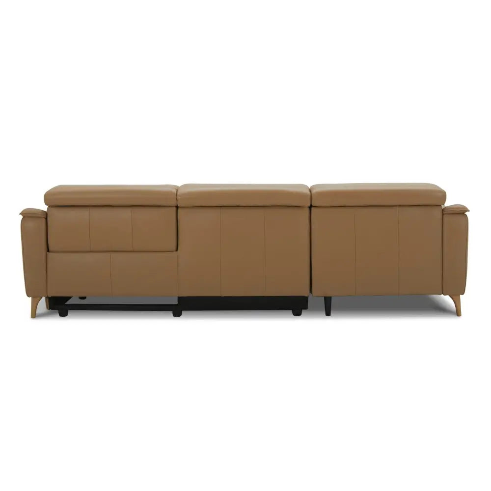 Inala 2 Seater Genuine Leather Sofa Lounge Electric Powered Recliner RHF Chaise Latte - Furniture > Sofas