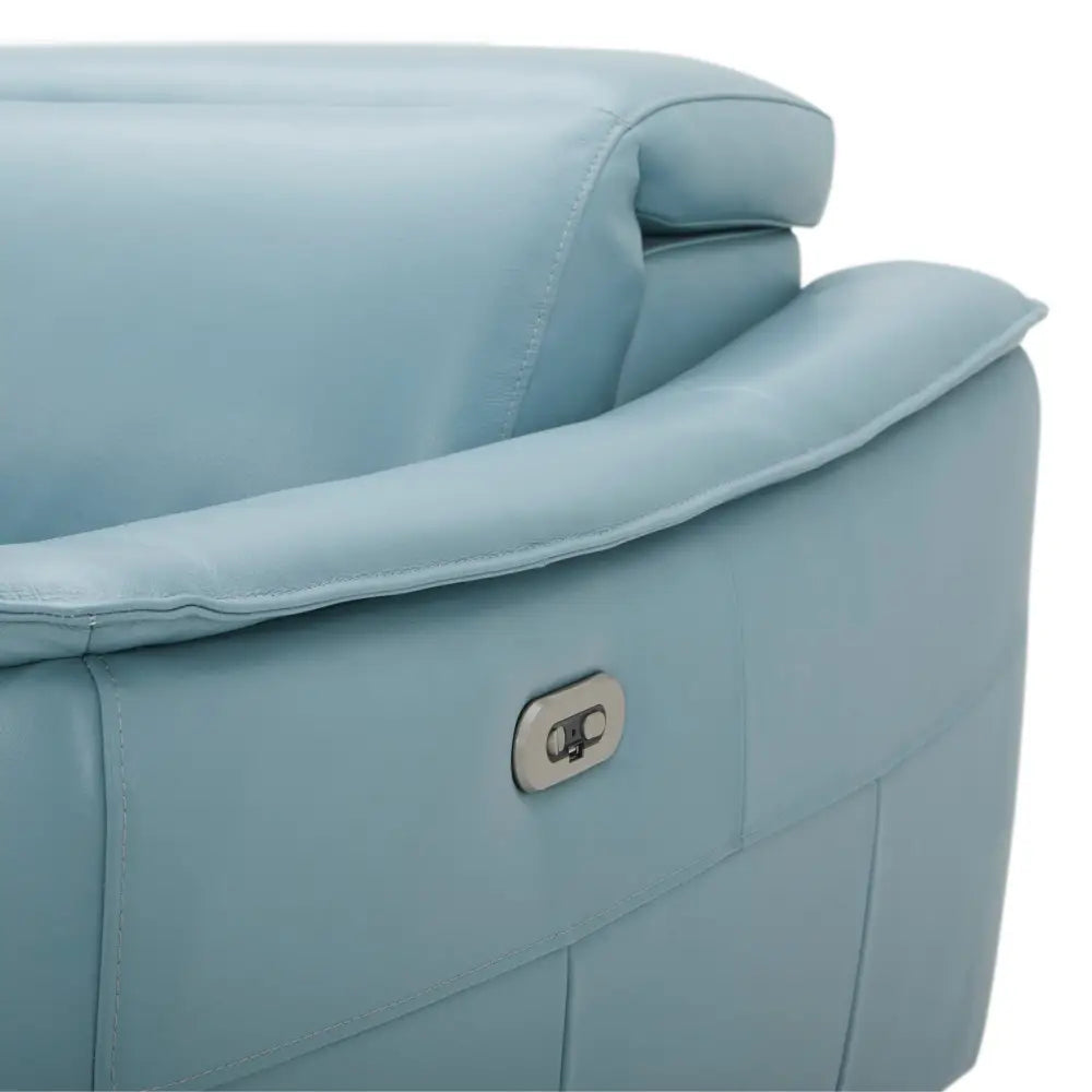 Inala 2 Seater Genuine Leather Sofa Lounge Electric Powered Recliner LHF Chaise Blue - Furniture > Sofas