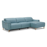Inala 2 Seater Genuine Leather Sofa Lounge Electric Powered Recliner RHF Chaise Blue - Furniture > Sofas