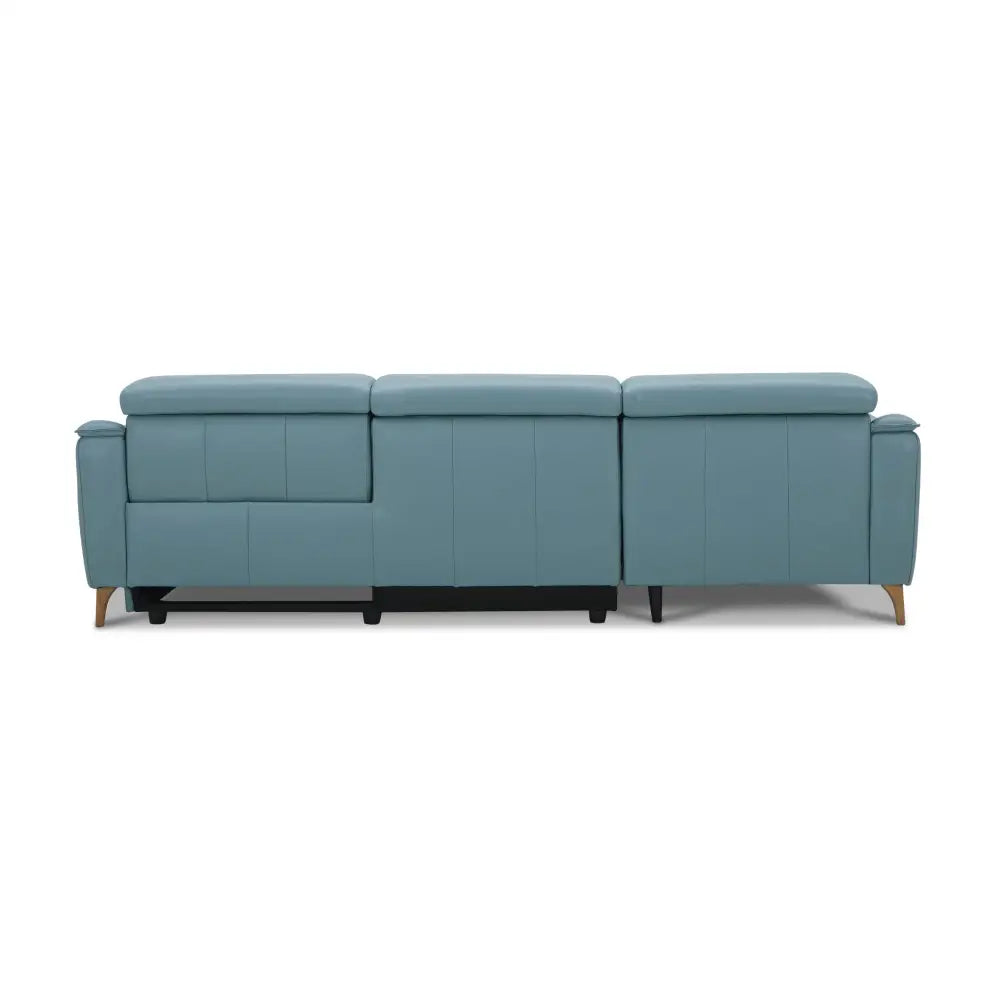 Inala 2 Seater Genuine Leather Sofa Lounge Electric Powered Recliner RHF Chaise Blue - Furniture > Sofas