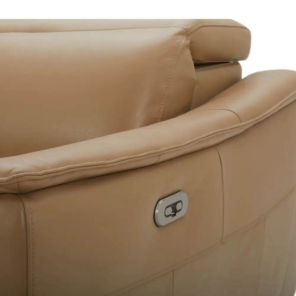 Inala 2 Seater Genuine Leather Sofa Lounge Electric Powered Recliner LHF Chaise Latte - Furniture > Sofas