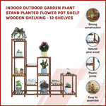 Indoor Outdoor Garden Plant Stand Planter Flower Pot Shelf Wooden Shelving - 12 Shelves - Furniture > Office