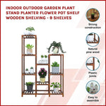 Indoor Outdoor Garden Plant Stand Planter Flower Pot Shelf Wooden Shelving - 9 Shelves - Furniture > Office