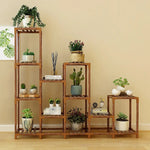 Indoor Outdoor Garden Plant Stand Planter Flower Pot Shelf Wooden Shelving - 12 Shelves - Furniture > Office