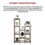 Indoor Outdoor Garden Plant Stand Planter Flower Pot Shelf Wooden Shelving - 9 Shelves - Furniture > Office