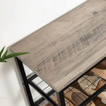 Industrial Design Entryway Shoe Rack with Coat Hooks Organizer (Grey) - Furniture > Living Room