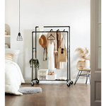 Industrial Pipe Clothes Rack Wheels 110Kg load - Home & Garden > Storage