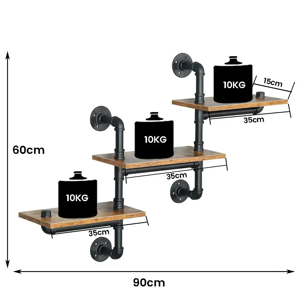 Industrial Pipe Shelving Pipe Shelves Wall Mounted Decor Floating Shelves Retro Rustic Shelf for Bar Kitchen Living