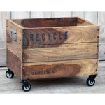 INDUSTRIAL RECYCLE BASKET ON CAST IRON WHEELS - Home & Garden > Decor > Vases & Table Decor