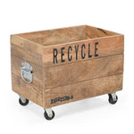 INDUSTRIAL RECYCLE BASKET ON CAST IRON WHEELS - Home & Garden > Decor > Vases & Table Decor
