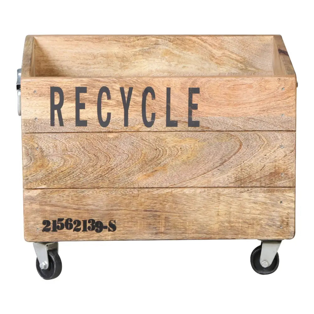 INDUSTRIAL RECYCLE BASKET ON CAST IRON WHEELS - Home & Garden > Decor > Vases & Table Decor