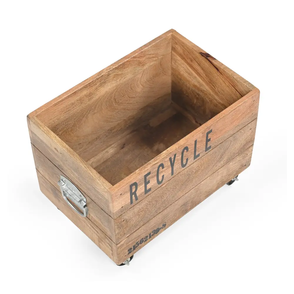INDUSTRIAL RECYCLE BASKET ON CAST IRON WHEELS - Home & Garden > Decor > Vases & Table Decor
