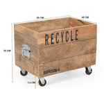 INDUSTRIAL RECYCLE BASKET ON CAST IRON WHEELS - Home & Garden > Decor > Vases & Table Decor