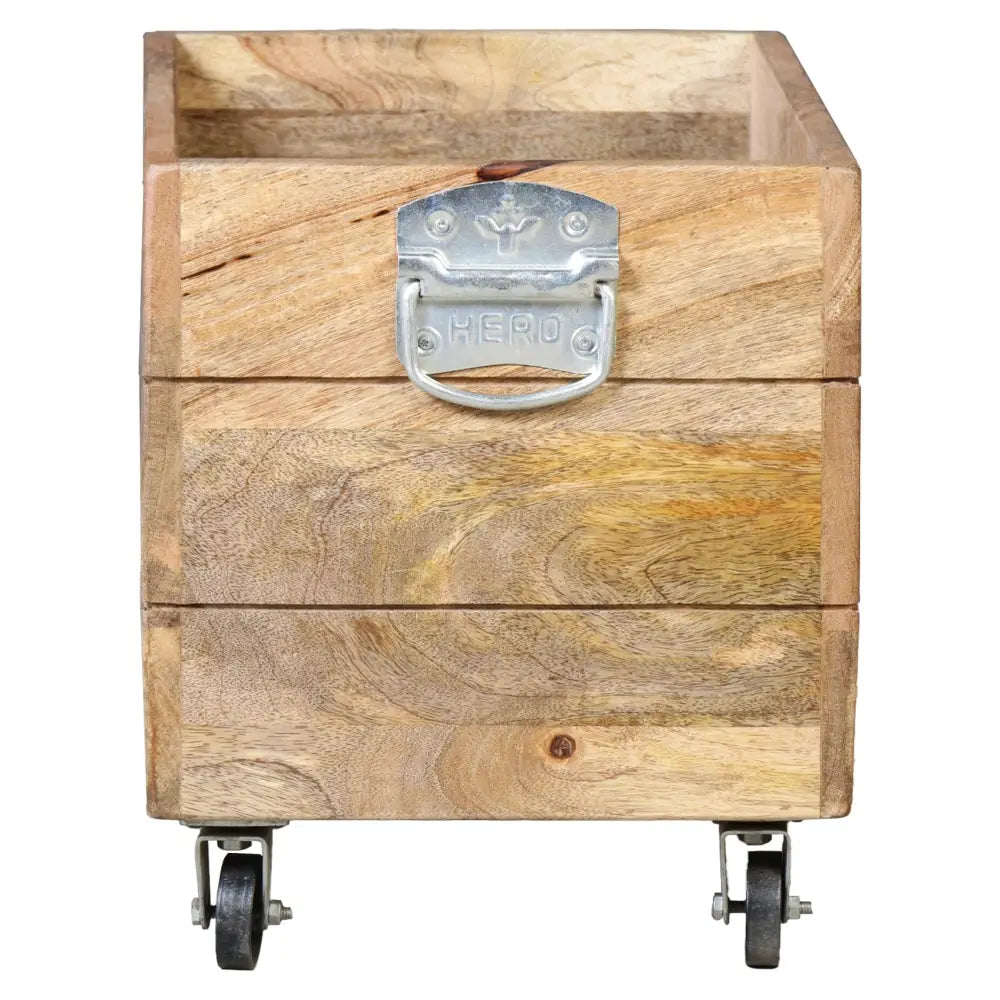 INDUSTRIAL RECYCLE BASKET ON CAST IRON WHEELS - Home & Garden > Decor > Vases & Table Decor