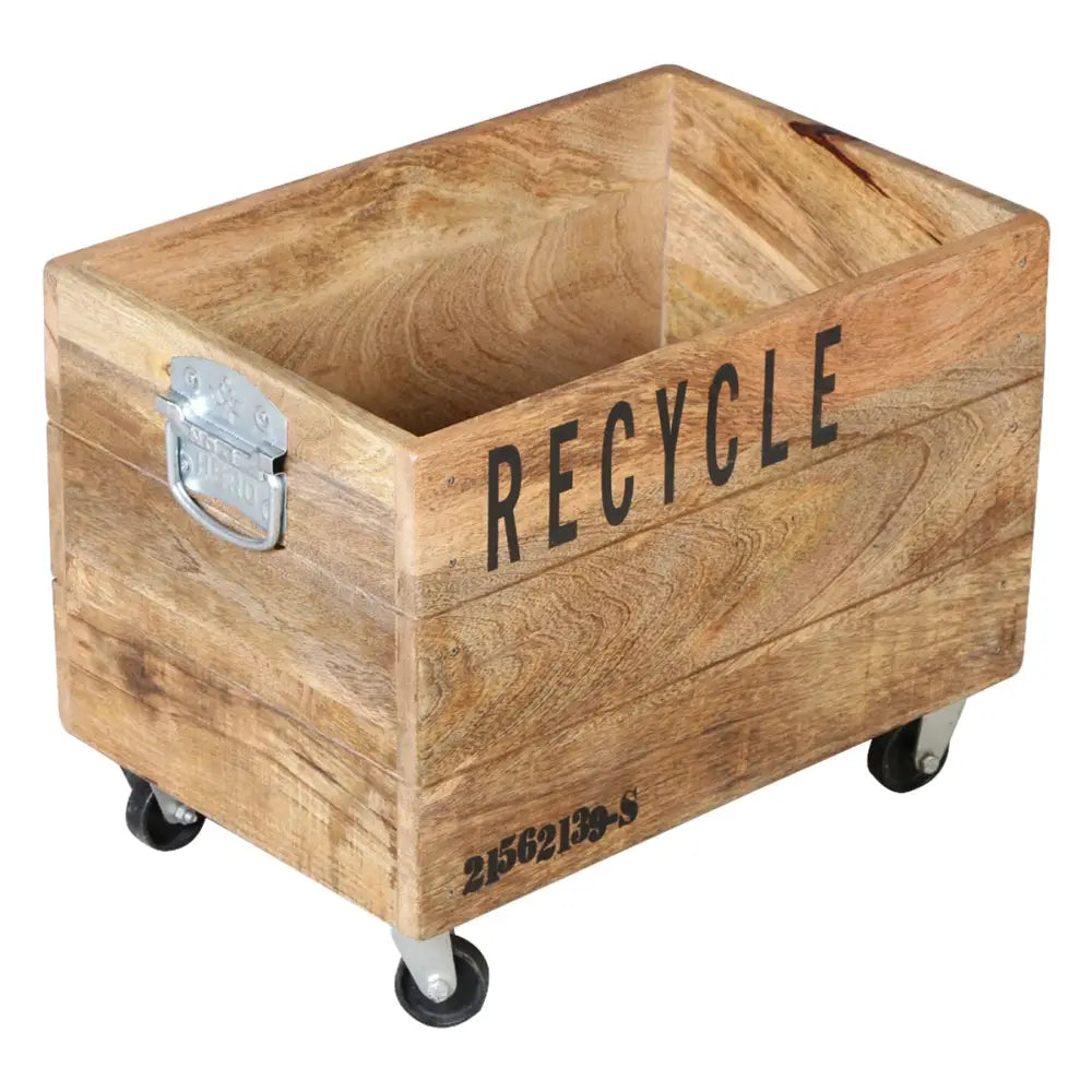 INDUSTRIAL RECYCLE BASKET ON CAST IRON WHEELS - Home & Garden > Decor > Vases & Table Decor