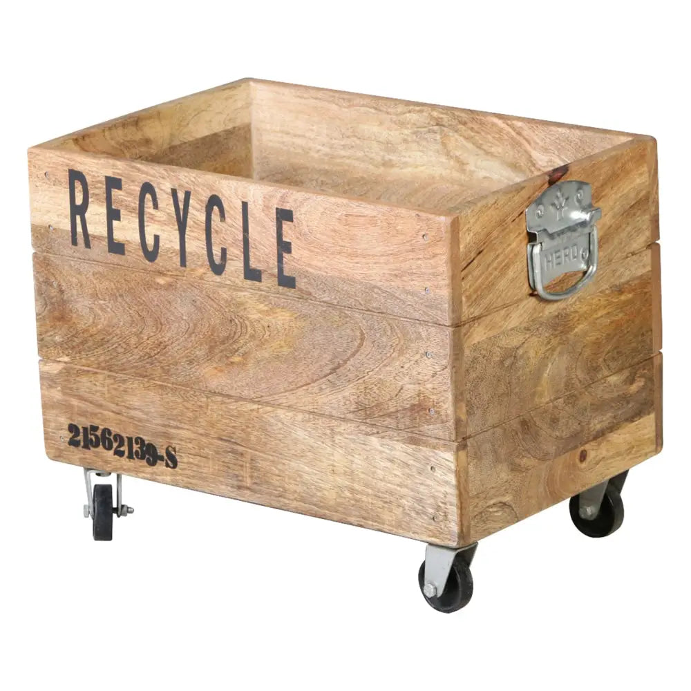 INDUSTRIAL RECYCLE BASKET ON CAST IRON WHEELS - Home & Garden > Decor > Vases & Table Decor