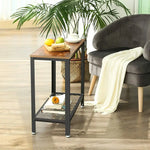 Industrial Side Table 2-Tier With Mesh and Metal Frame Rustic Brown - Furniture > Living Room