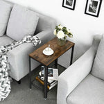 Industrial Side Table 2-Tier With Mesh and Metal Frame Rustic Brown - Furniture > Living Room
