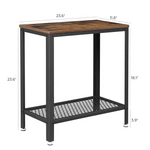 Industrial Side Table 2-Tier With Mesh and Metal Frame Rustic Brown - Furniture > Living Room
