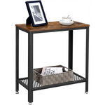 Industrial Side Table 2-Tier With Mesh and Metal Frame Rustic Brown - Furniture > Living Room