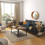 Industrial Side Table 2-Tier With Mesh and Metal Frame Rustic Brown - Furniture > Living Room