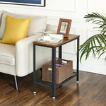 Industrial Side Table 2-Tier With Mesh and Metal Frame Rustic Brown - Furniture > Living Room