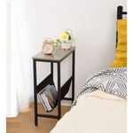 Industrial Side Table with Magazine Holder Sling and Metal Structure (Grey) - Furniture > Living Room