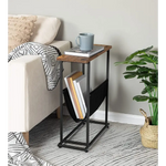 Industrial Side Table with Magazine Holder Sling and Metal Structure (Brown) - Furniture > Living Room