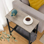 Industrial Side Table with Magazine Holder Sling and Metal Structure (Grey) - Furniture > Living Room