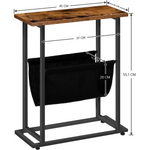 Industrial Side Table with Magazine Holder Sling and Metal Structure (Brown) - Furniture > Living Room