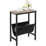 Industrial Side Table with Magazine Holder Sling and Metal Structure (Grey) - Furniture > Living Room