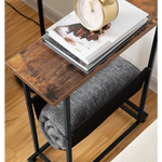 Industrial Side Table with Magazine Holder Sling and Metal Structure (Brown) - Furniture > Living Room
