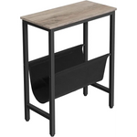 Industrial Side Table with Magazine Holder Sling and Metal Structure (Grey) - Furniture > Living Room