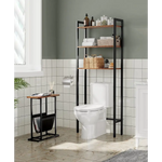 Industrial Side Table with Magazine Holder Sling and Metal Structure (Brown) - Furniture > Living Room