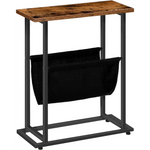 Industrial Side Table with Magazine Holder Sling and Metal Structure (Brown) - Furniture > Living Room