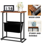 Industrial Side Table with Magazine Holder Sling and Metal Structure (Brown) - Furniture > Living Room