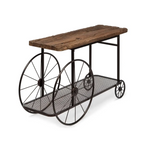 Industrial Style Hallway Console Table with Railway Sleeper Wood Top - Furniture > Living Room