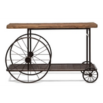 Industrial Style Hallway Console Table with Railway Sleeper Wood Top - Furniture > Living Room