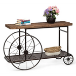 Industrial Style Hallway Console Table with Railway Sleeper Wood Top - Furniture > Living Room