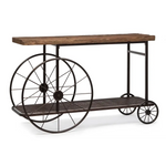 Industrial Style Hallway Console Table with Railway Sleeper Wood Top - Furniture > Living Room