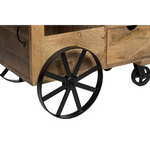 Industrial Style Wooden Bar Cart Drinks Trolley - Furniture > Living Room