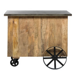 Industrial Style Wooden Bar Cart Drinks Trolley - Furniture > Living Room