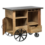 Industrial Style Wooden Bar Cart Drinks Trolley - Furniture > Living Room