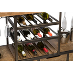 Industrial Style Wooden Bar Cart Drinks Trolley Station with Wine Bottle Rack - Furniture > Living Room