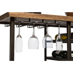 Industrial Style Wooden Bar Cart Drinks Trolley Station with Wine Bottle Rack - Furniture > Living Room