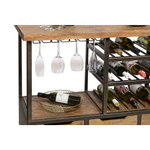 Industrial Style Wooden Bar Cart Drinks Trolley Station with Wine Bottle Rack - Furniture > Living Room