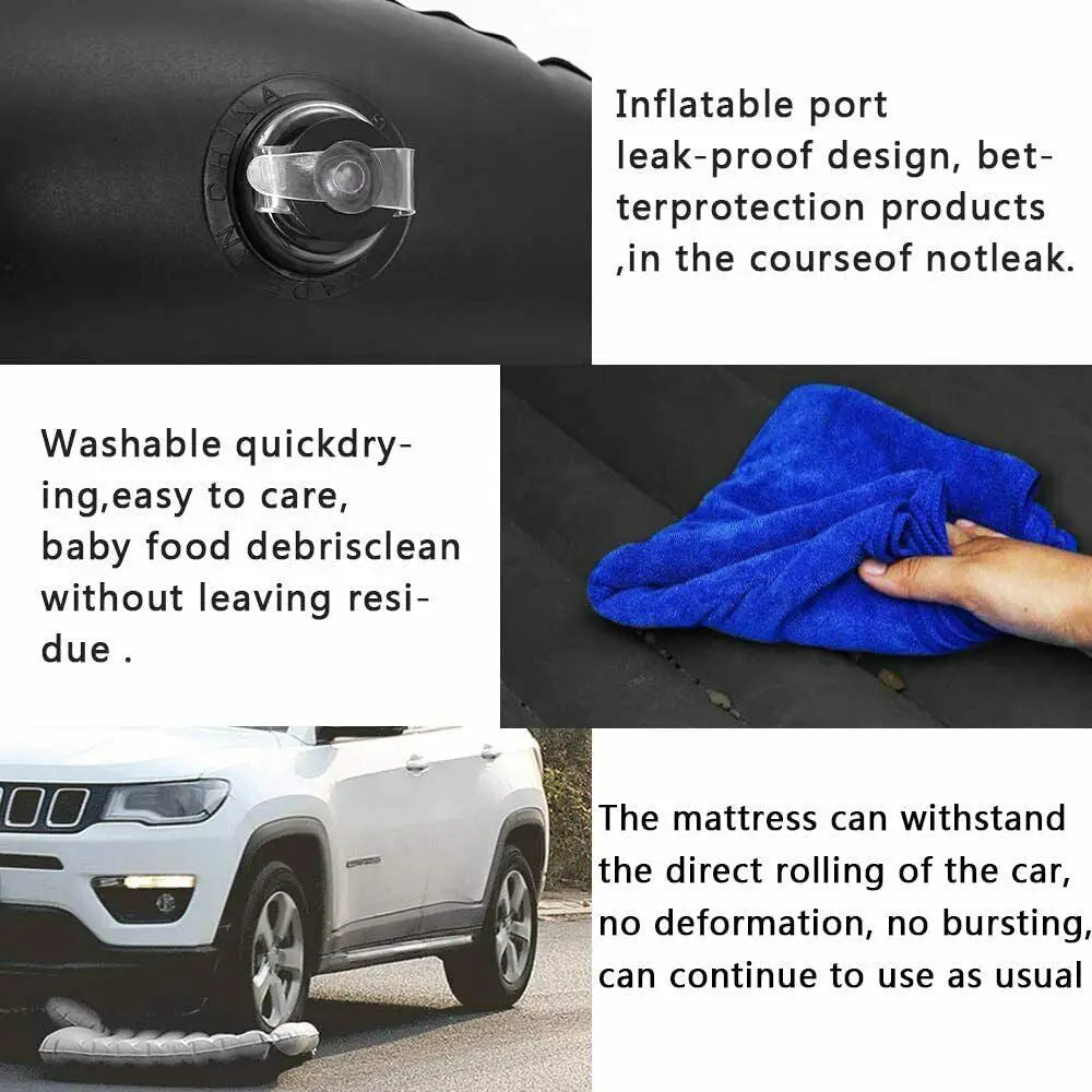 Inflatable Car Back Seat Mattress Portable Camping Travel Air Bed - Home & Garden > Inflatable Mattress