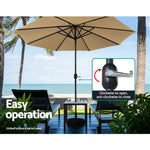 Instahut 2.7m Outdoor Umbrella Pole Stand Garden Sun Beige - Home & Garden > Shading > Umbrellas & Sunshades