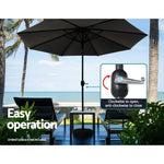 Instahut 2.7m Outdoor Umbrella w/Base Pole Stand Garden Beach Black - Home & Garden > Shading > Umbrellas & Sunshades